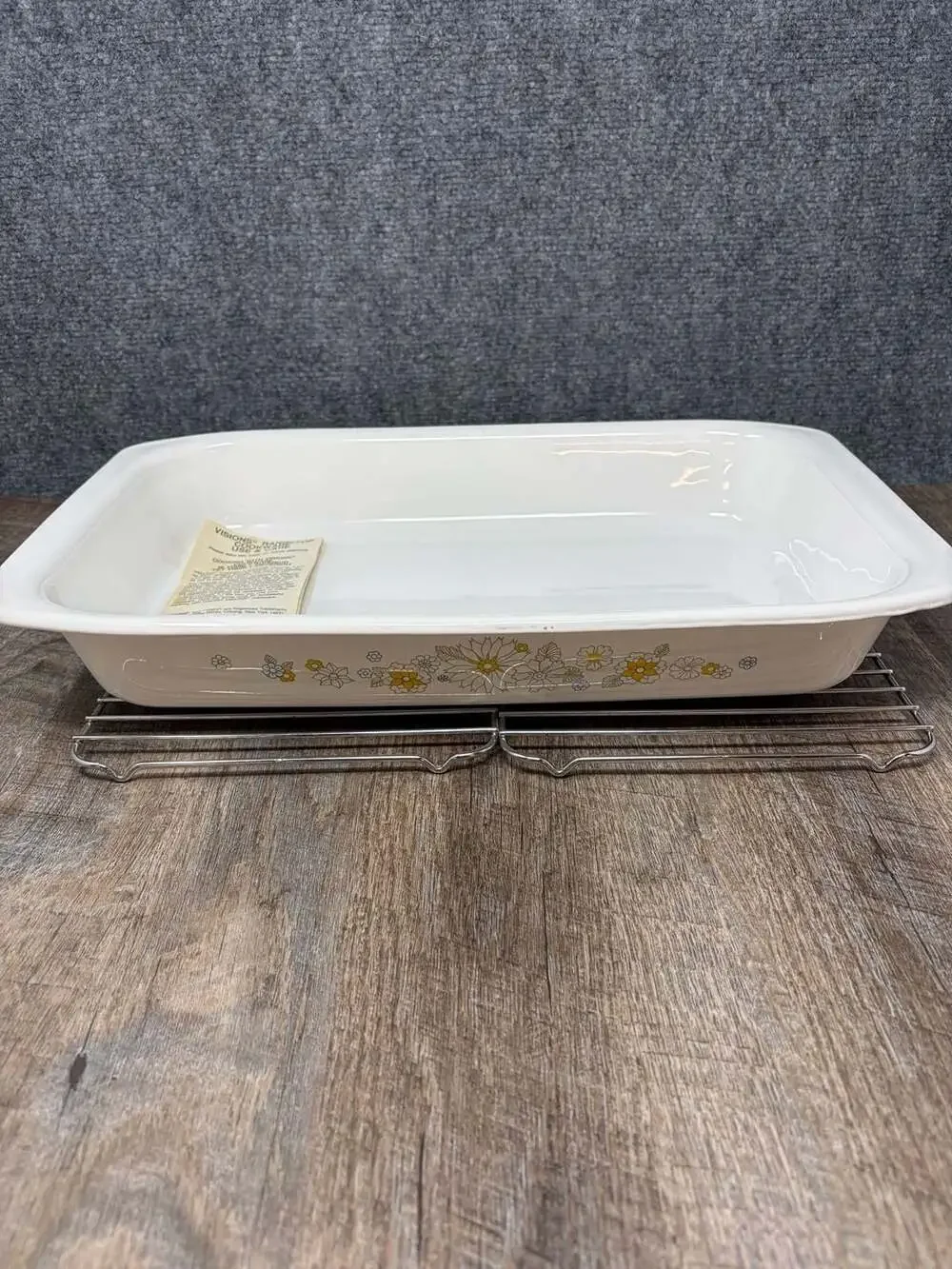 VTG Corning Ware P-76-B Roaster Floral Bouquet 15.5” Casserole Dish & racks USA